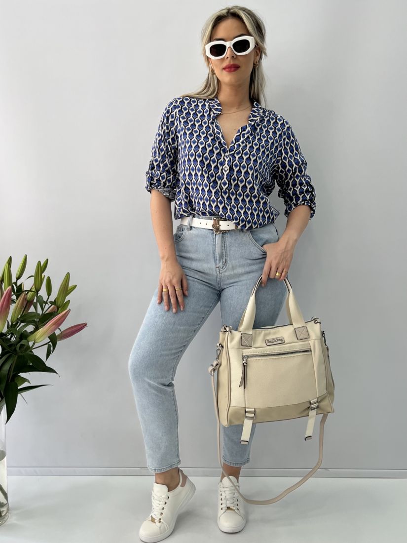 Παντελόνι jean mom fit  σιέλ