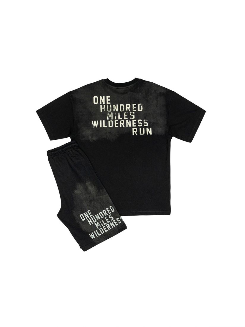 Σετ μπλούζα και βερμούδα με print One hundred miles wilderness μαύρο