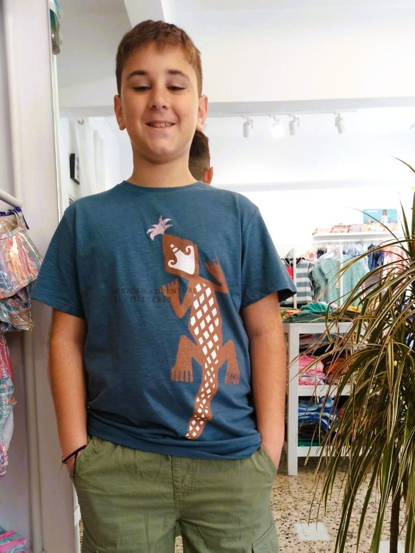 Μπλούζα κοντομάνικη με print mythical animal πετρόλ