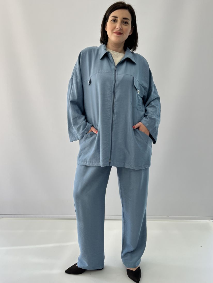 Ζακέτα με τσέπες και φερμουάρ σιέλ