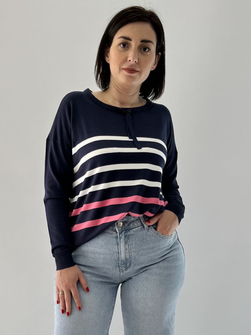 Μπλούζα ριγέ πλεχτή μακρυμάνικη  μπλε