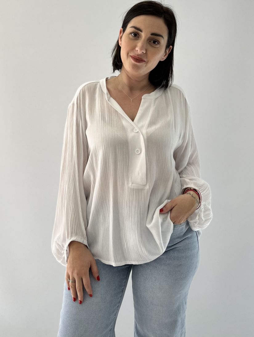 Πουκαμίσα γάζα με πατηλέτα λευκό