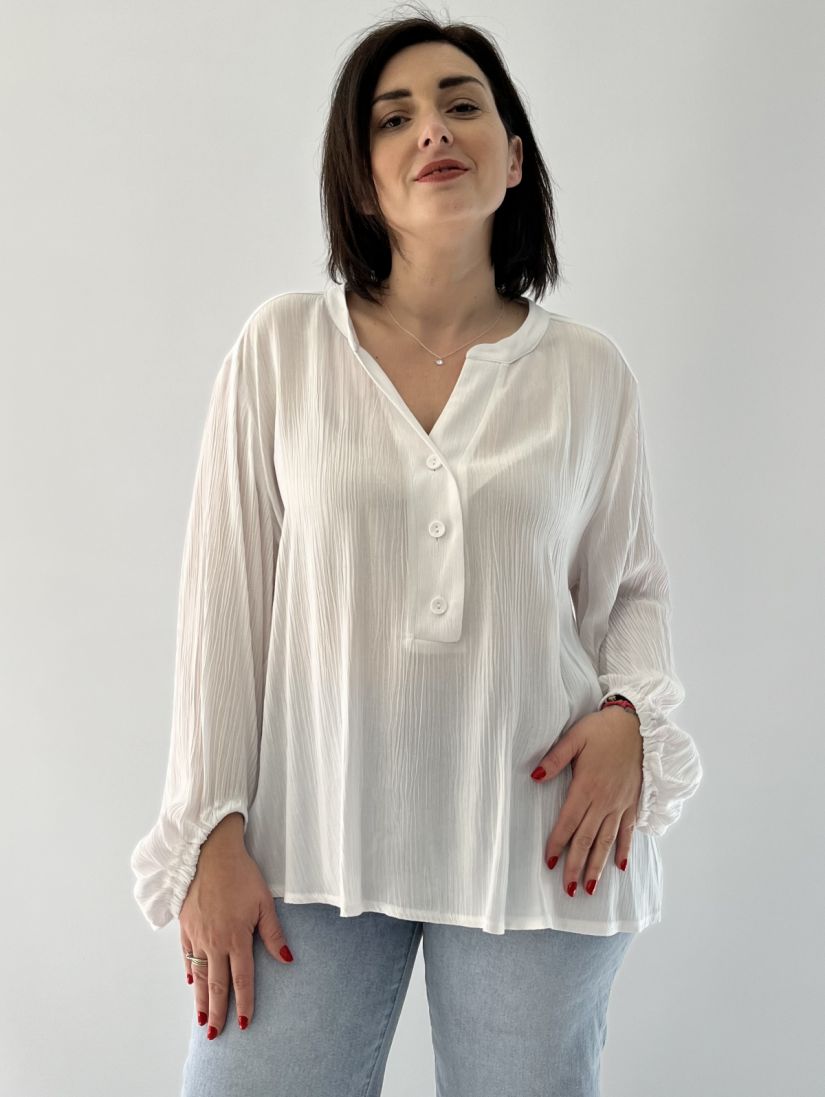 Πουκαμίσα γάζα με πατηλέτα λευκό