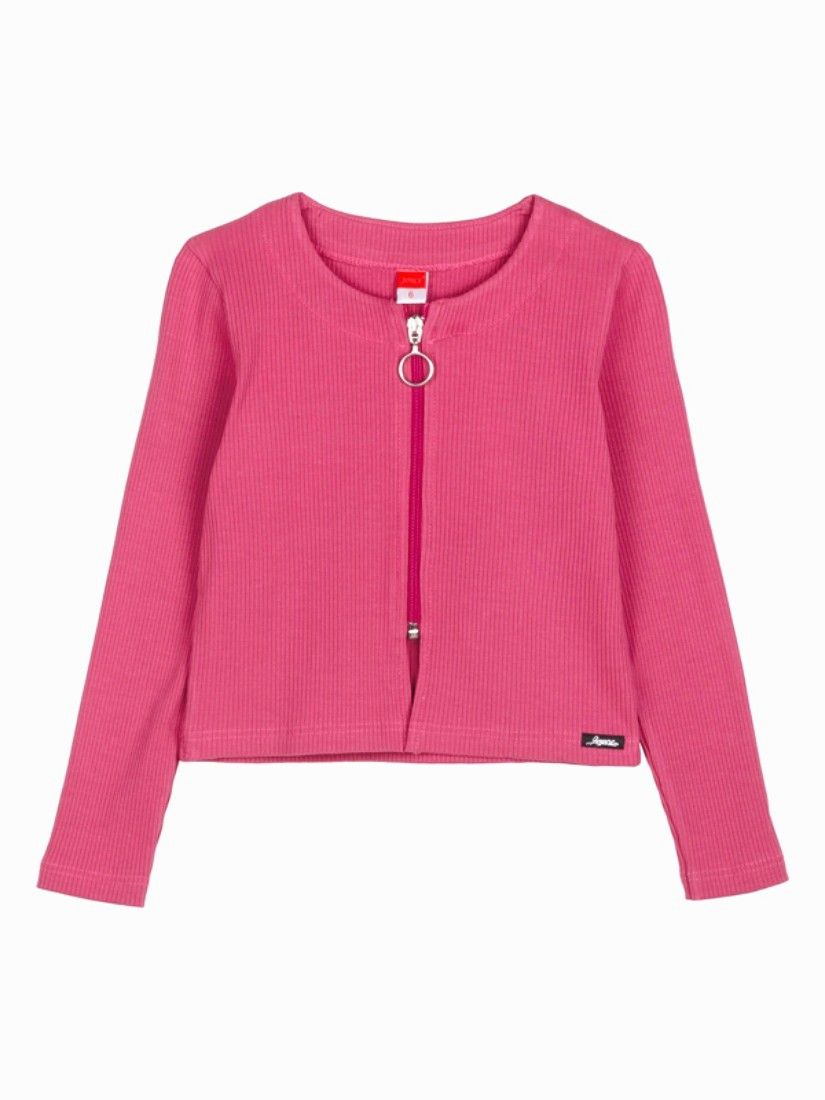Ζακέτα κροπ ριπ μονόχρωμη φούξια