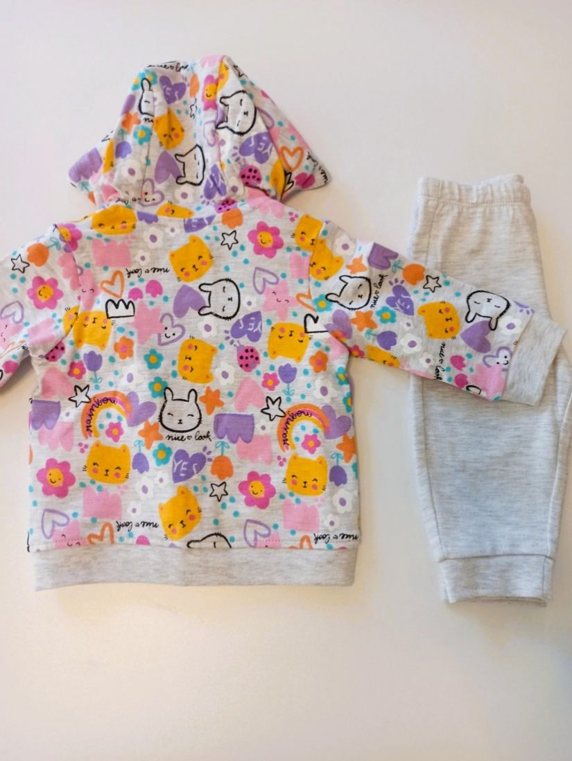 Βρεφικό σετ κοντομάνικη μπλούζα ζακέτα και παντελόνι φούξια