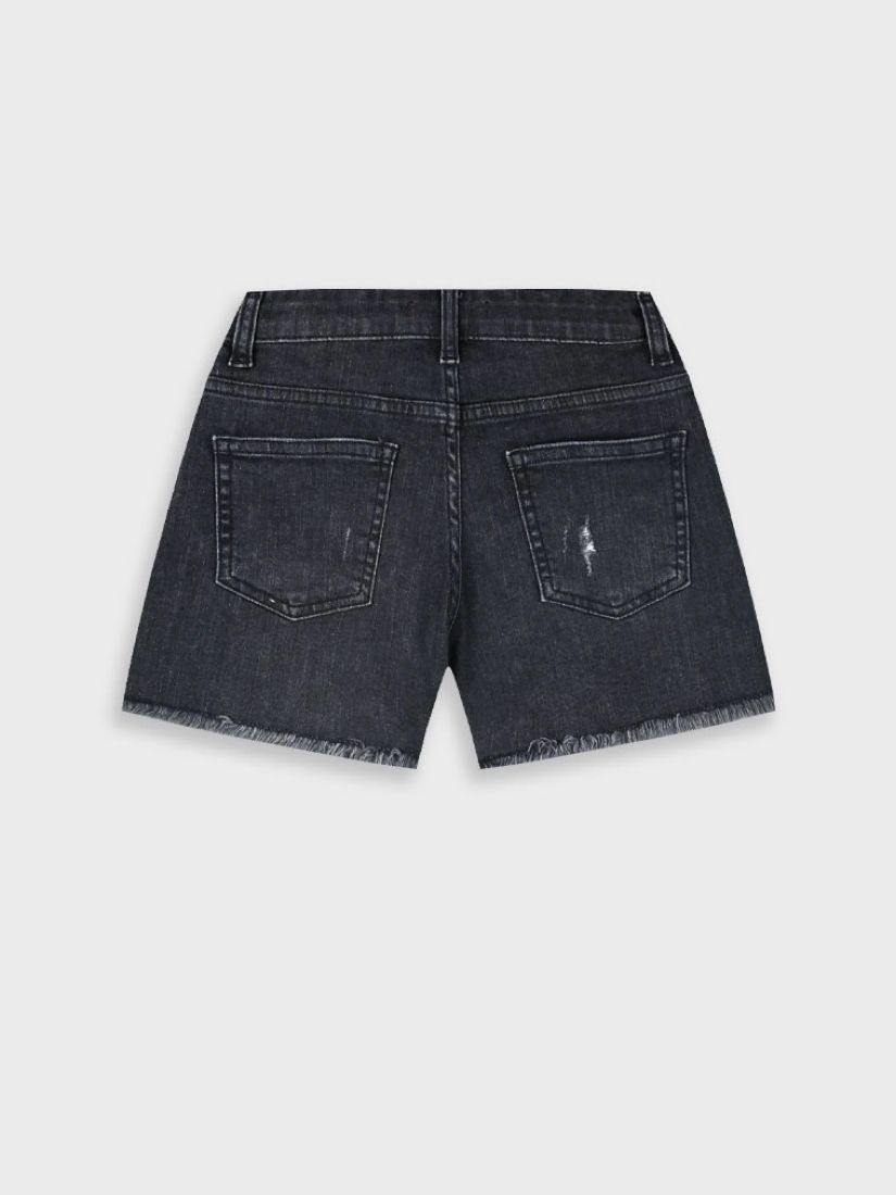 Σορτς τζιν μονόχρωμο με σκισίματα  μαύρο