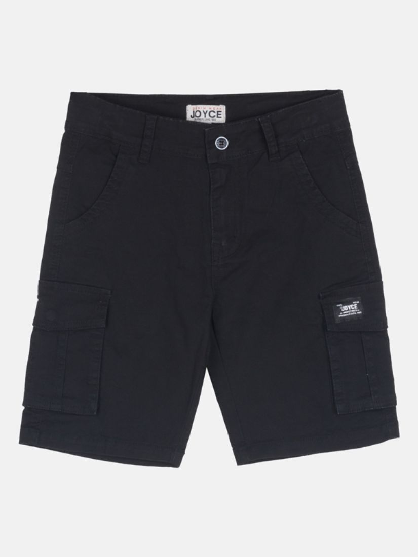 Βερμούδα Cargo βαμβακερή μονόχρωμη με θηλύκια  μαύρο