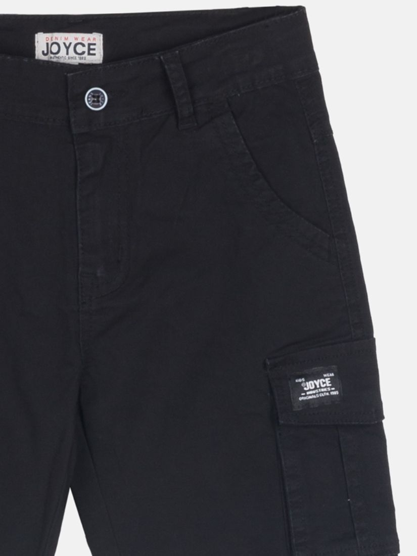 Βερμούδα Cargo βαμβακερή μονόχρωμη με θηλύκια  μαύρο