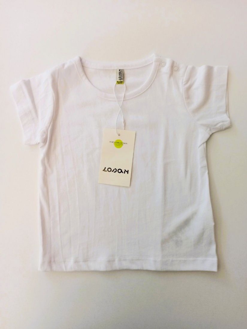 Βρεφική μπλούζα κοντομάνικη βαμβακερή με κλιπς για άνοιγμα λευκό