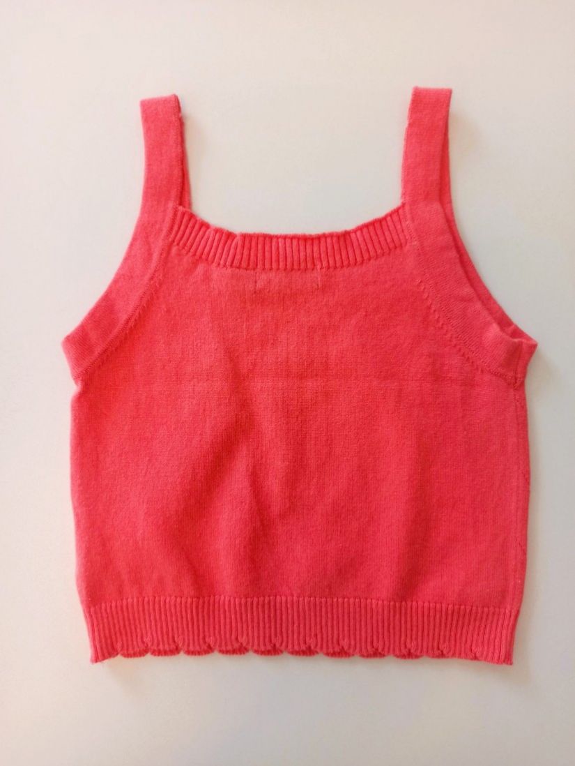 Κροπ τοπ πλεκτό με χρυσή λεπτομέρεια κοραλί