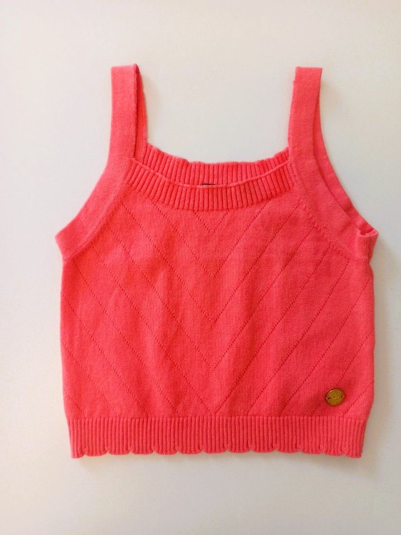 Κροπ τοπ πλεκτό με χρυσή λεπτομέρεια κοραλί