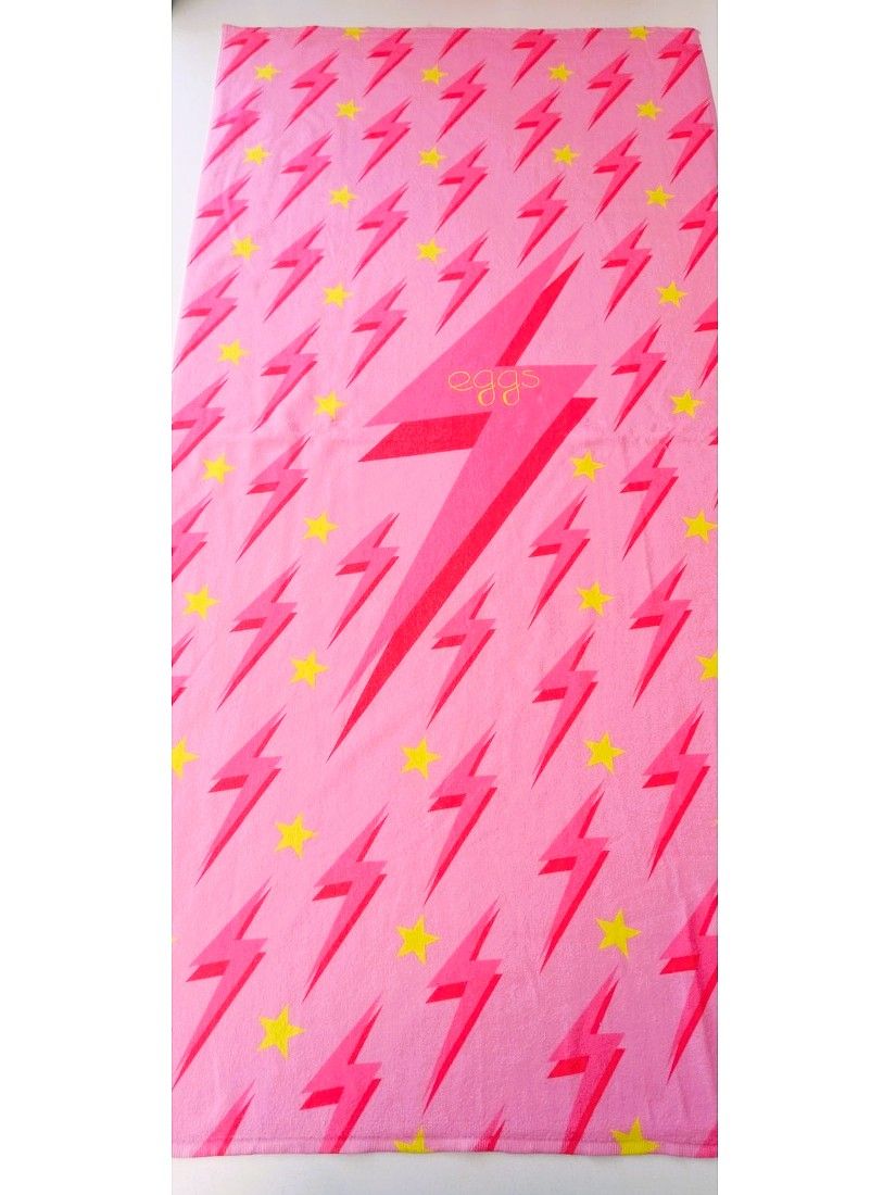 Πετσέτα με print thunderstruck ελληνικής ραφής φούξια
