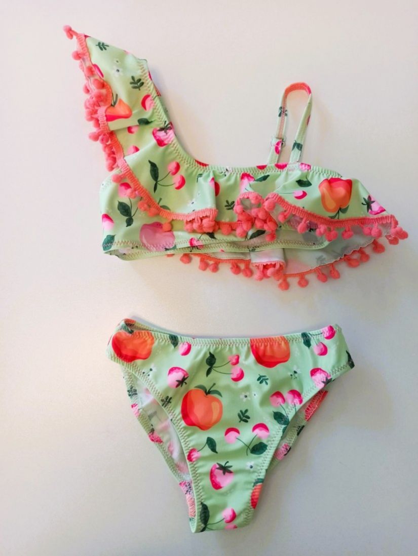 Μαγιό μπικίνι με print summer fruits ελληνικής ραφής peach