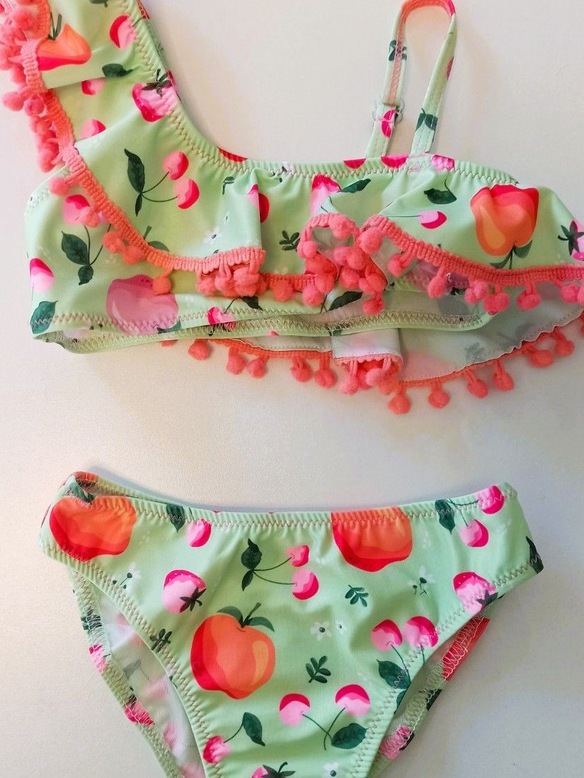 Μαγιό μπικίνι με print summer fruits ελληνικής ραφής peach