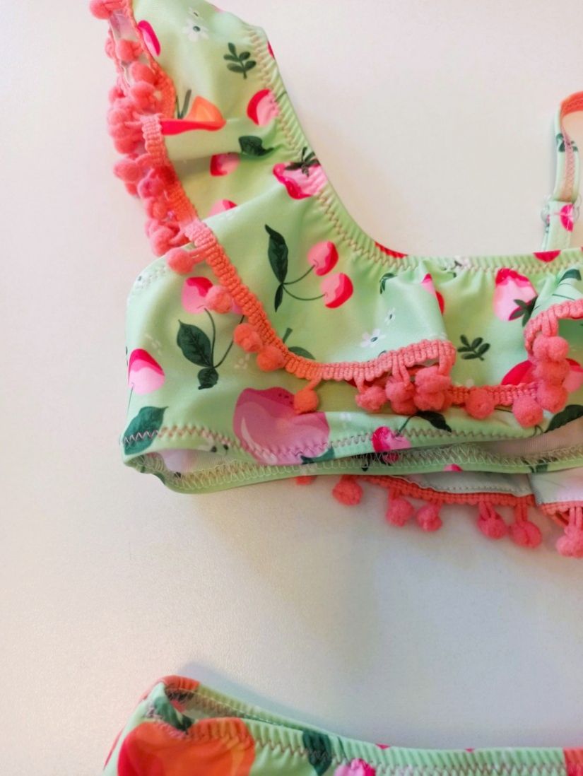 Μαγιό μπικίνι με print summer fruits ελληνικής ραφής peach