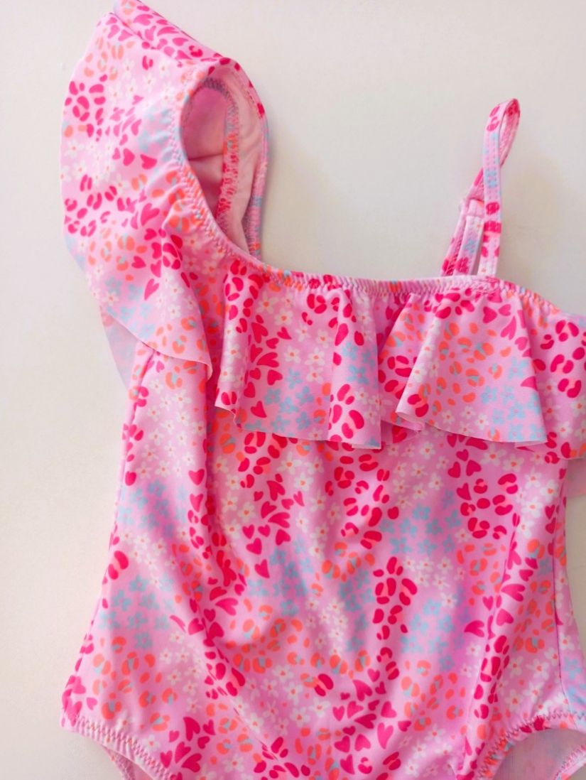 Μαγιό ολόσωμο με summer animal print ελληνικής ραφής ροζ