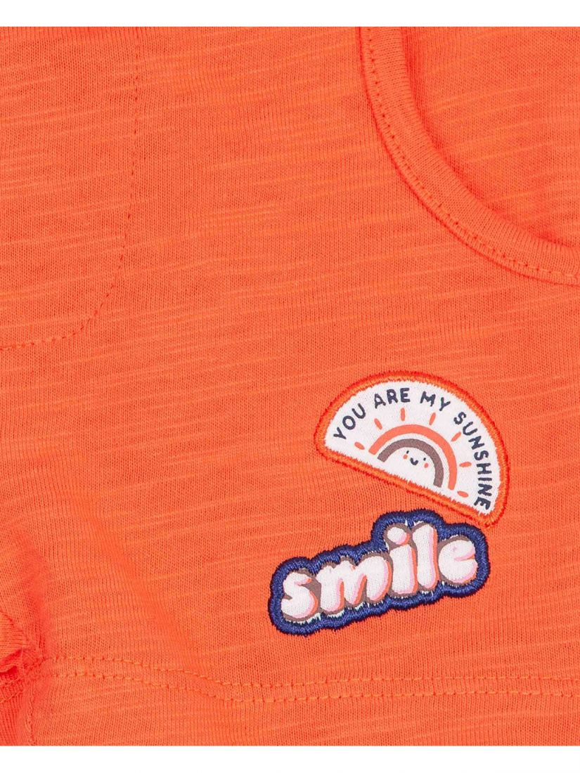Σετ μπλούζα και σορτς με κέντημα Smile πορτοκαλί