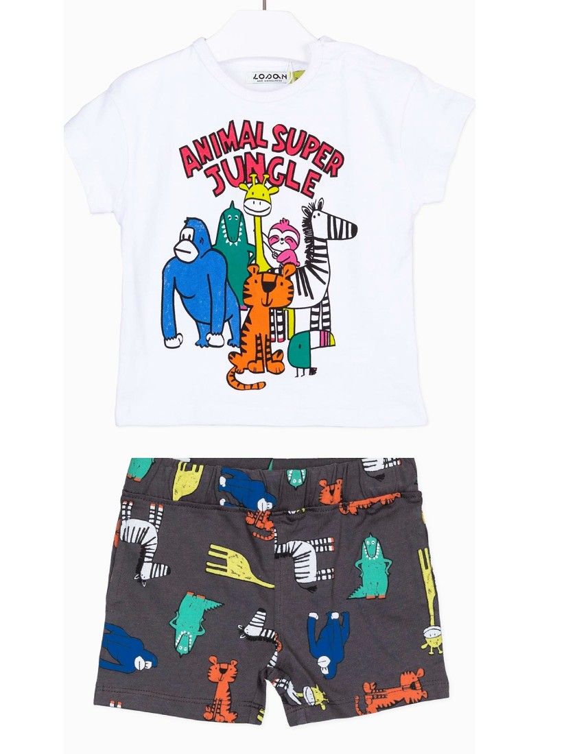 Σετ μπλούζα και σορτς με print Animal Super Jungle πράσινο