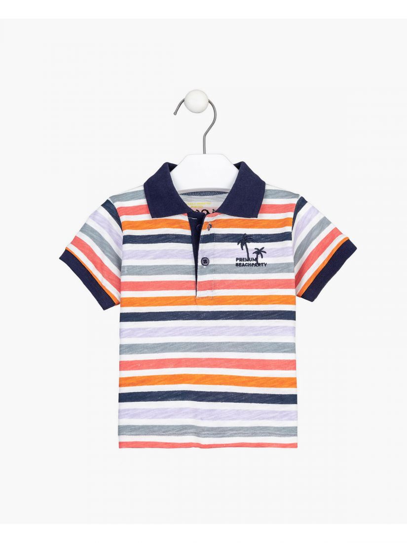 Σετ μπλούζα polo και βερμούδα με τσέπες και κέντημα φοίνικα  γκρι