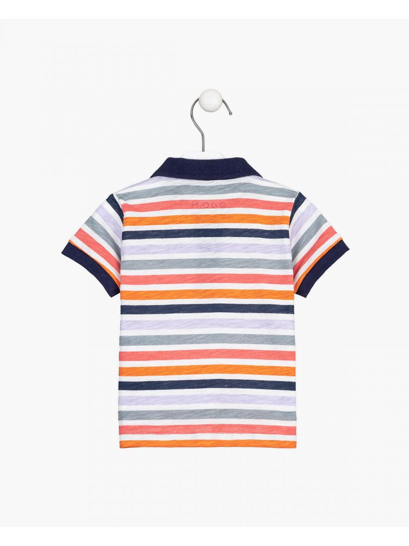 Σετ μπλούζα polo και βερμούδα με τσέπες και κέντημα φοίνικα  γκρι