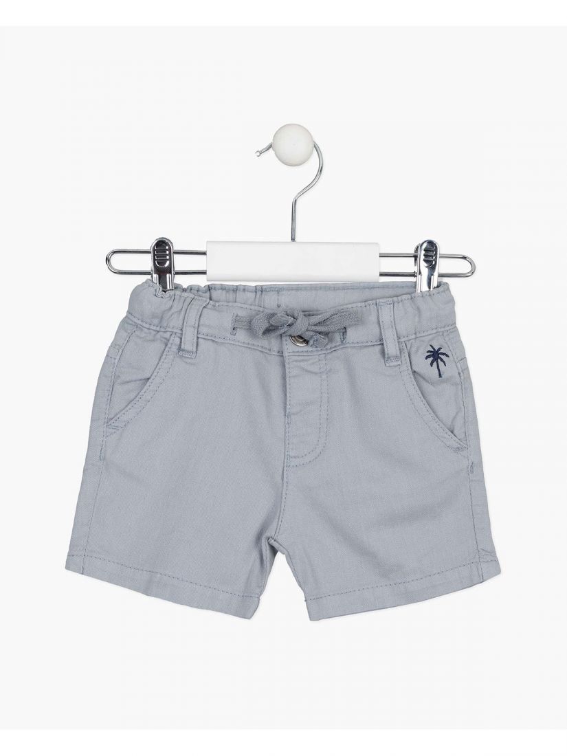 Σετ μπλούζα polo και βερμούδα με τσέπες και κέντημα φοίνικα  γκρι