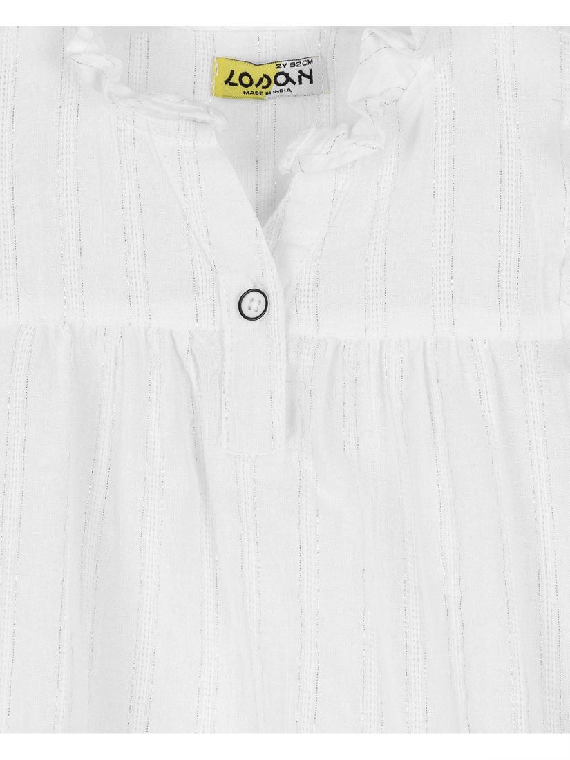 Σετ πουκάμισο με ασημοκλωστή και τζιν φούστα με ζώνη λευκό