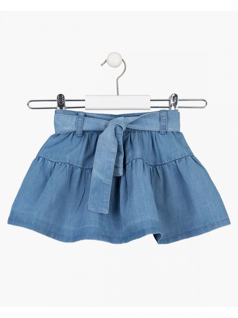 Σετ πουκάμισο με ασημοκλωστή και τζιν φούστα με ζώνη λευκό