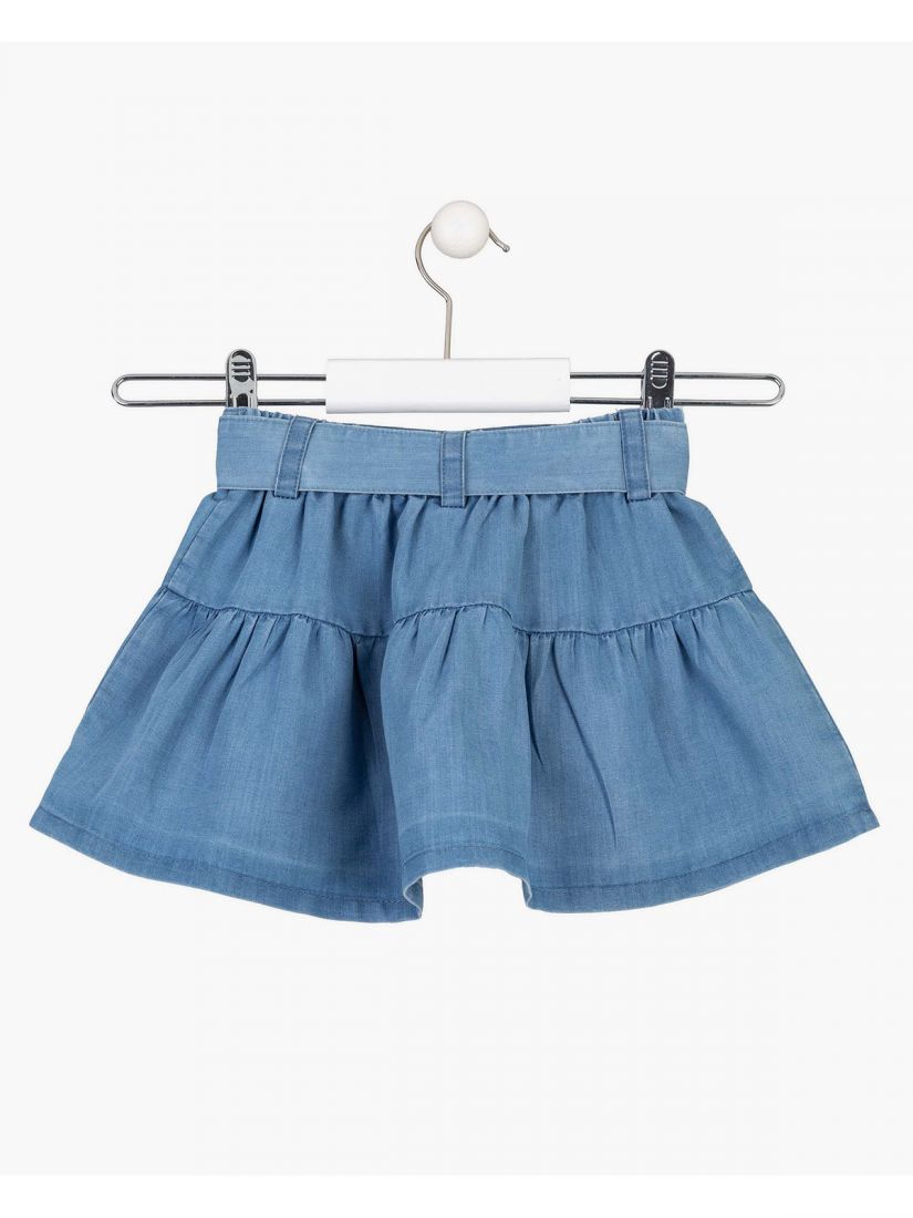 Σετ πουκάμισο με ασημοκλωστή και τζιν φούστα με ζώνη λευκό