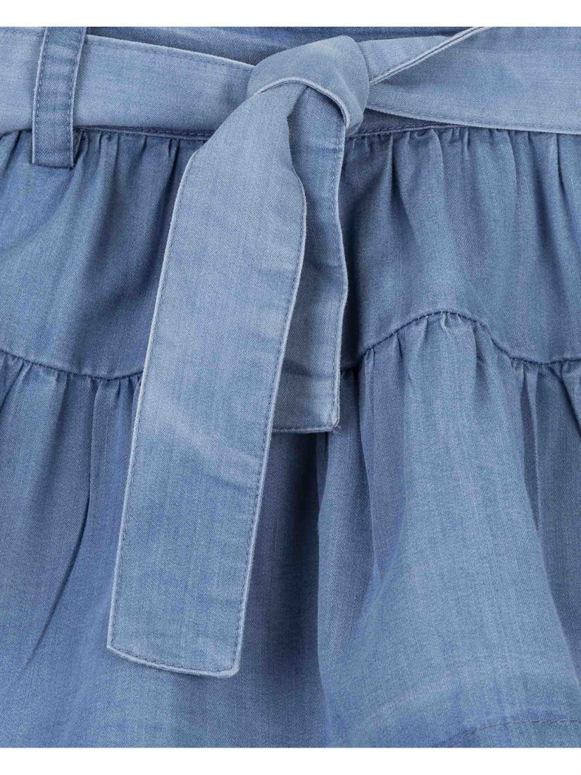 Σετ πουκάμισο με ασημοκλωστή και τζιν φούστα με ζώνη λευκό