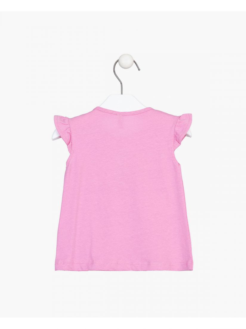 Σετ μπλούζα με print glitter jungle και φλοράλ σορτς φούξια