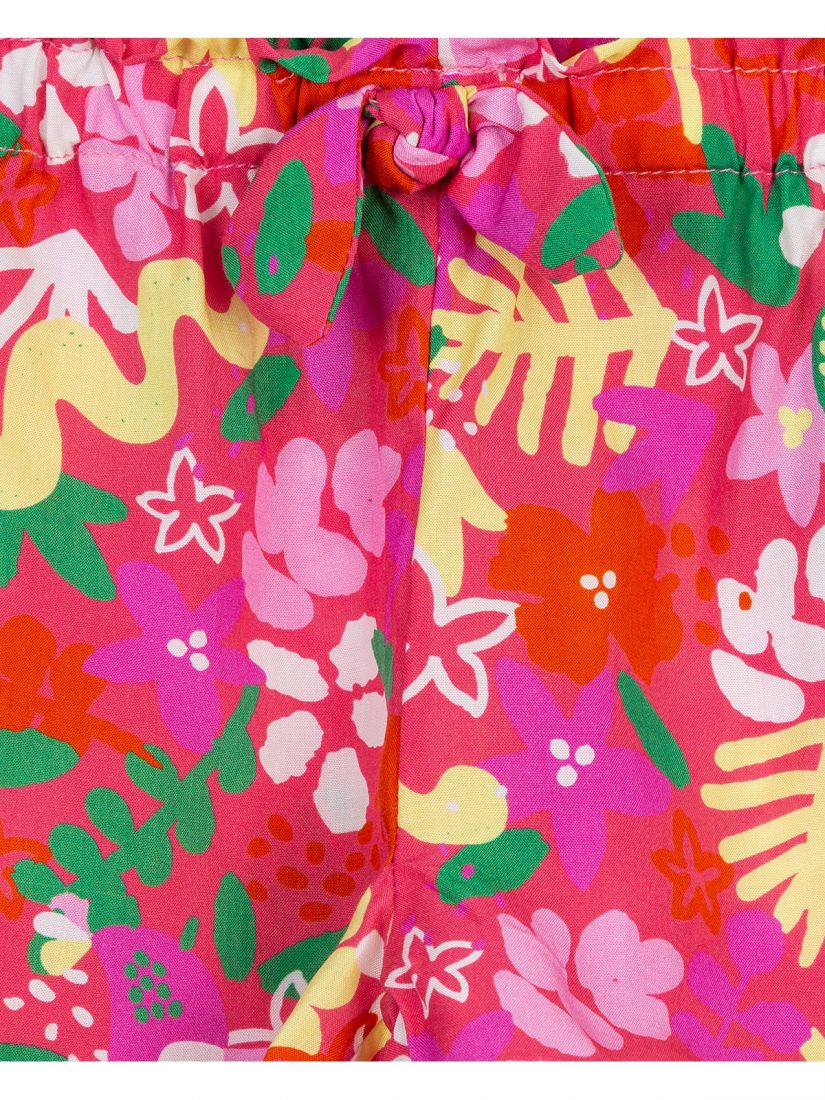 Σετ μπλούζα με print glitter jungle και φλοράλ σορτς φούξια