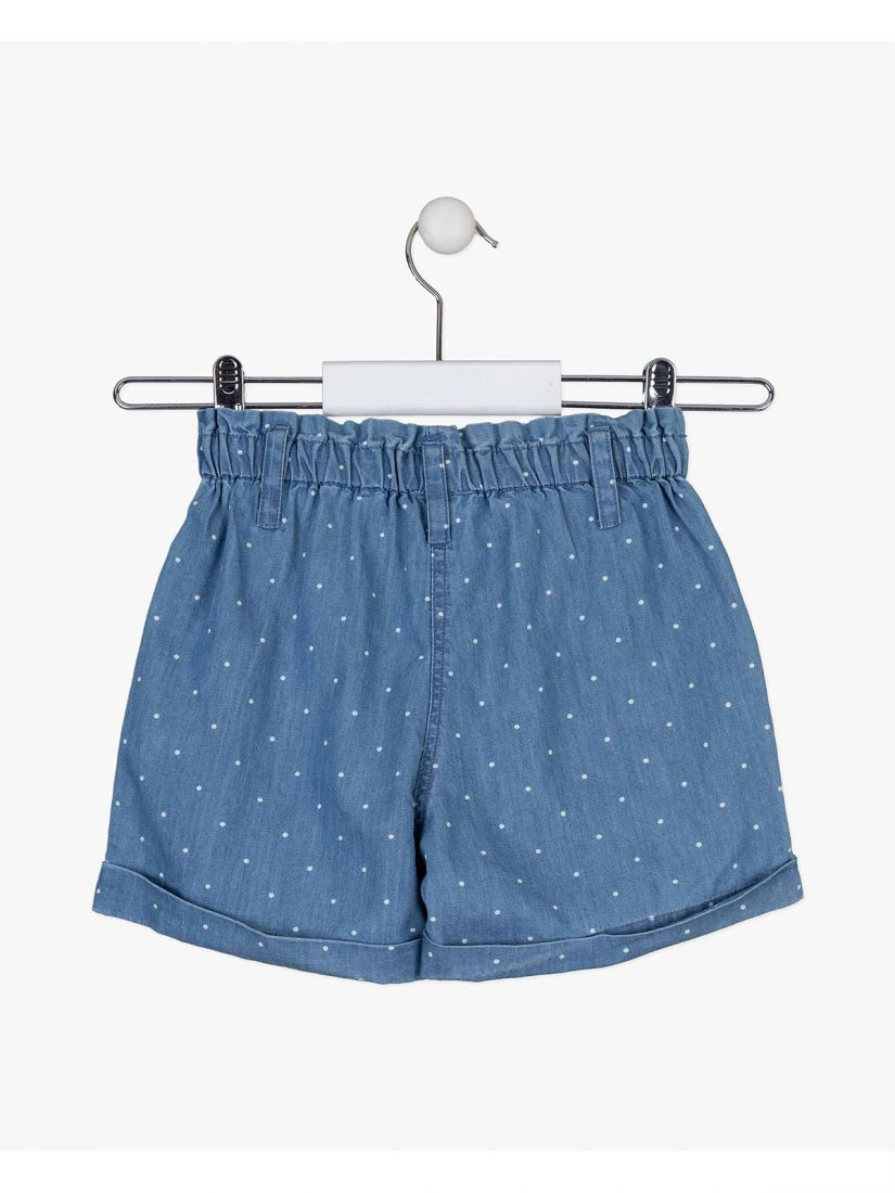 Σετ μπλούζα με δέσιμο και πουά τζιν σορτς με τσέπες και ρεβέρ λευκό