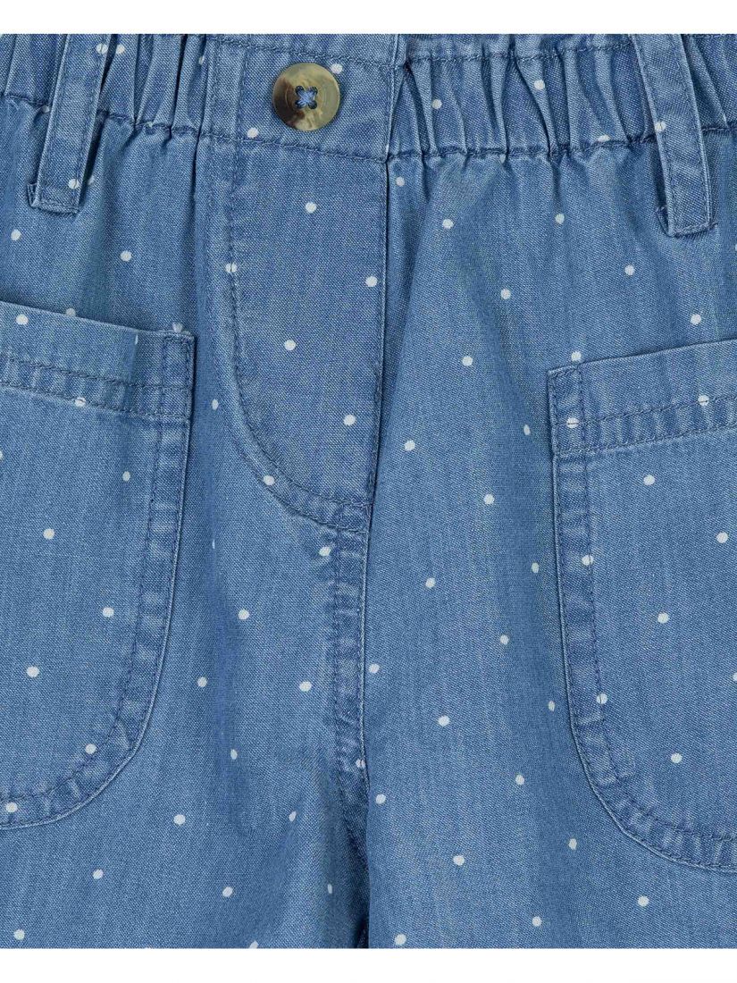 Σετ μπλούζα με δέσιμο και πουά τζιν σορτς με τσέπες και ρεβέρ λευκό