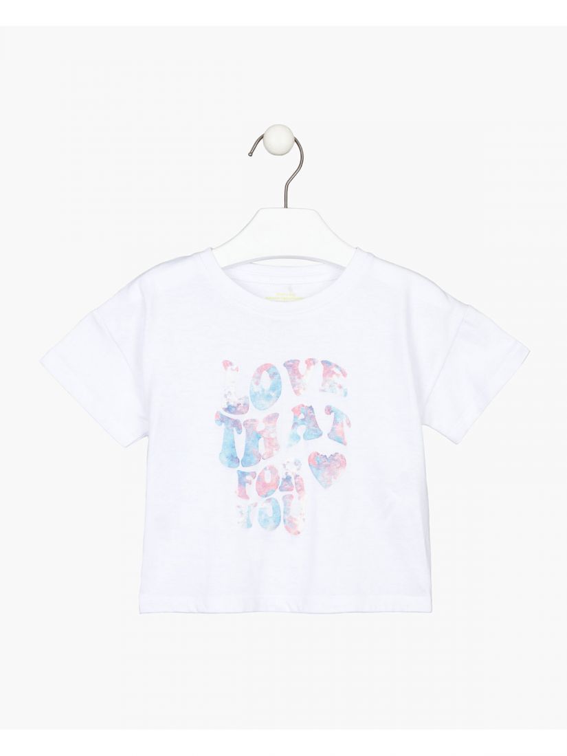 Σετ μπλούζα με print love και τζιν όμπρε σορτς ροζ