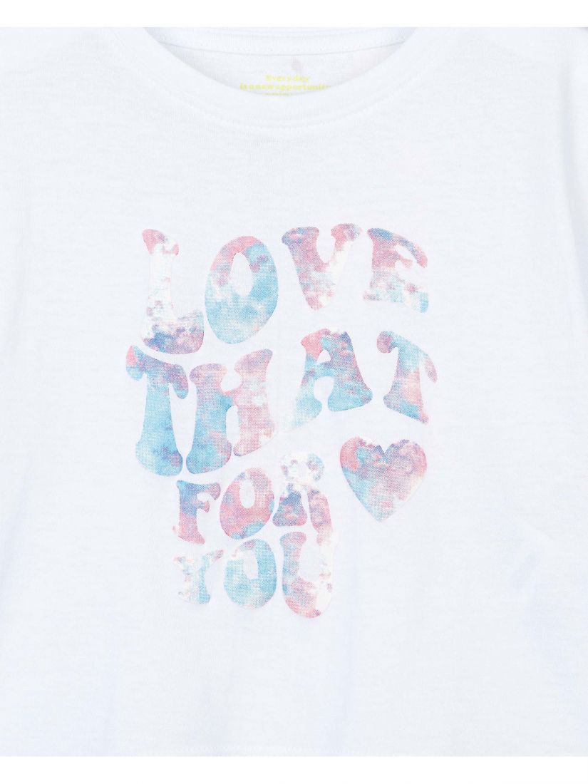 Σετ μπλούζα με print love και τζιν όμπρε σορτς ροζ