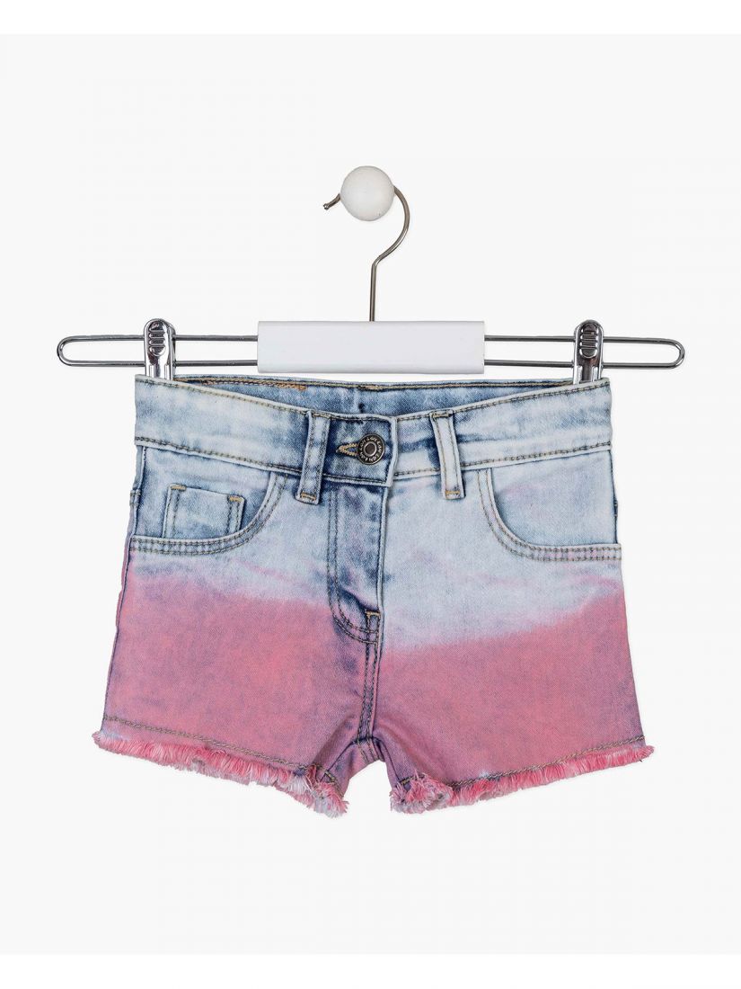 Σετ μπλούζα με print love και τζιν όμπρε σορτς ροζ