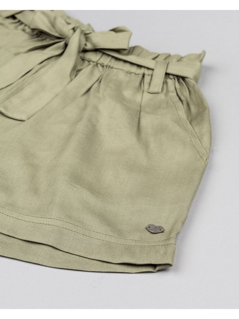 Σετ μπλούζα με print heart και μονόχρωμο σορτς με ζώνη  χακί