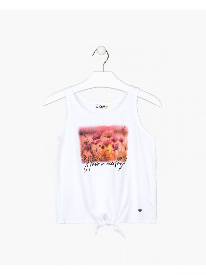 Σετ μπλούζα με print flowers και μονόχρωμο σορτς με ζώνη  μπεζ