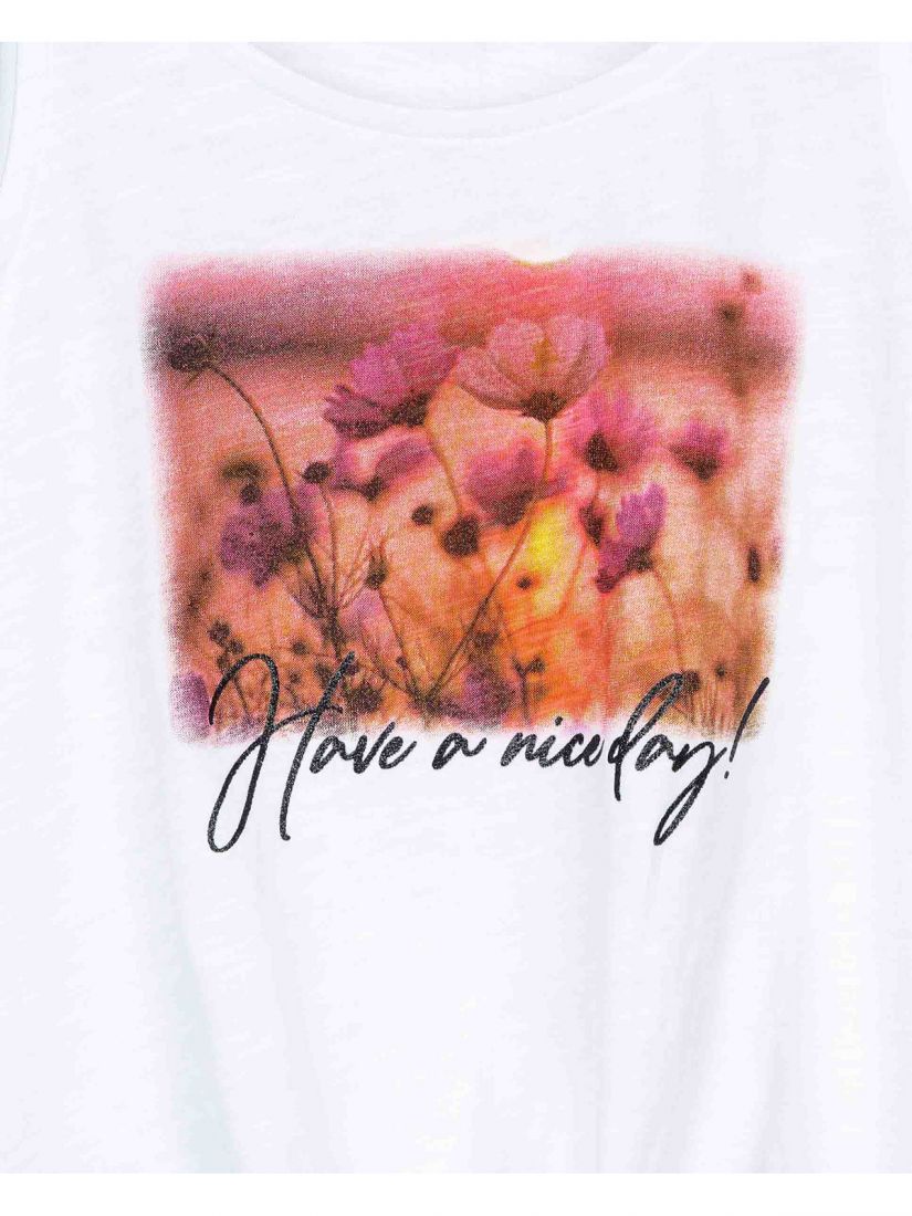 Σετ μπλούζα με print flowers και μονόχρωμο σορτς με ζώνη  μπεζ