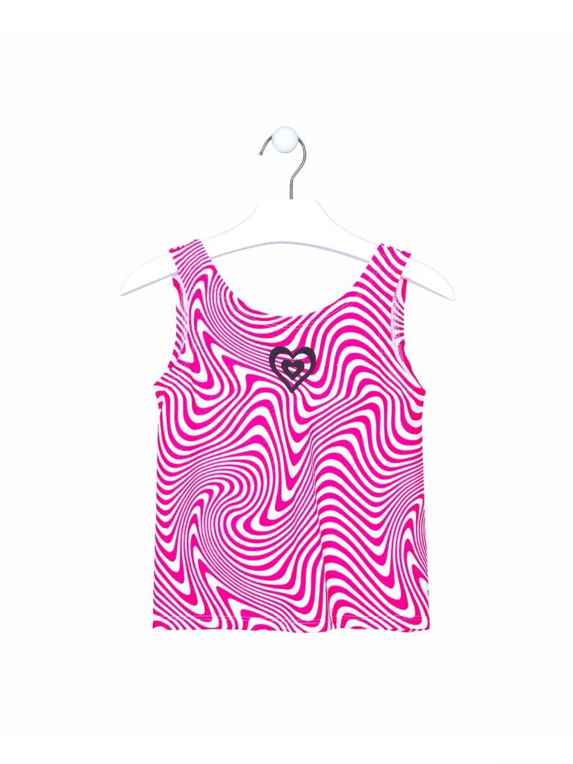 Μπλούζα εξώπλατη με print 3D εφέ φούξια