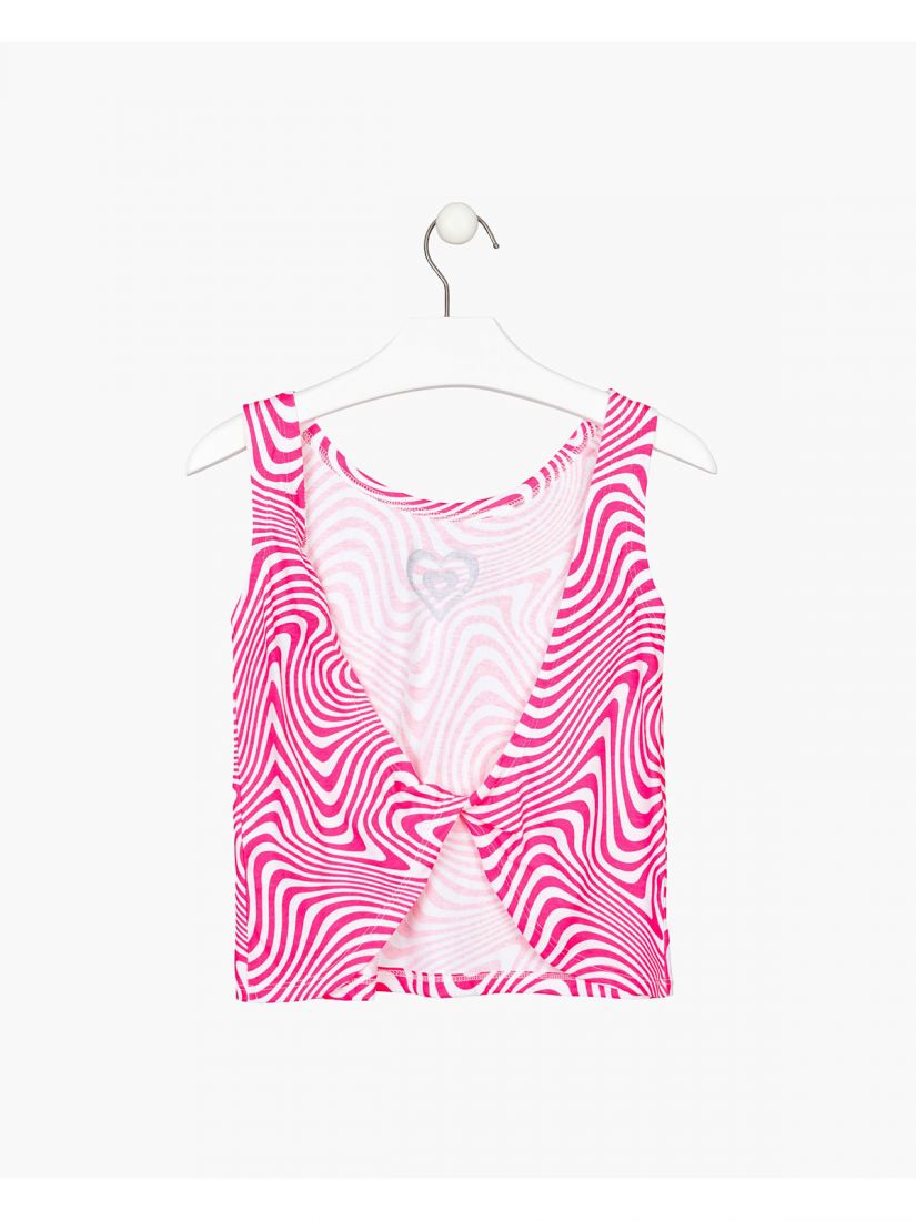 Μπλούζα εξώπλατη με print 3D εφέ φούξια