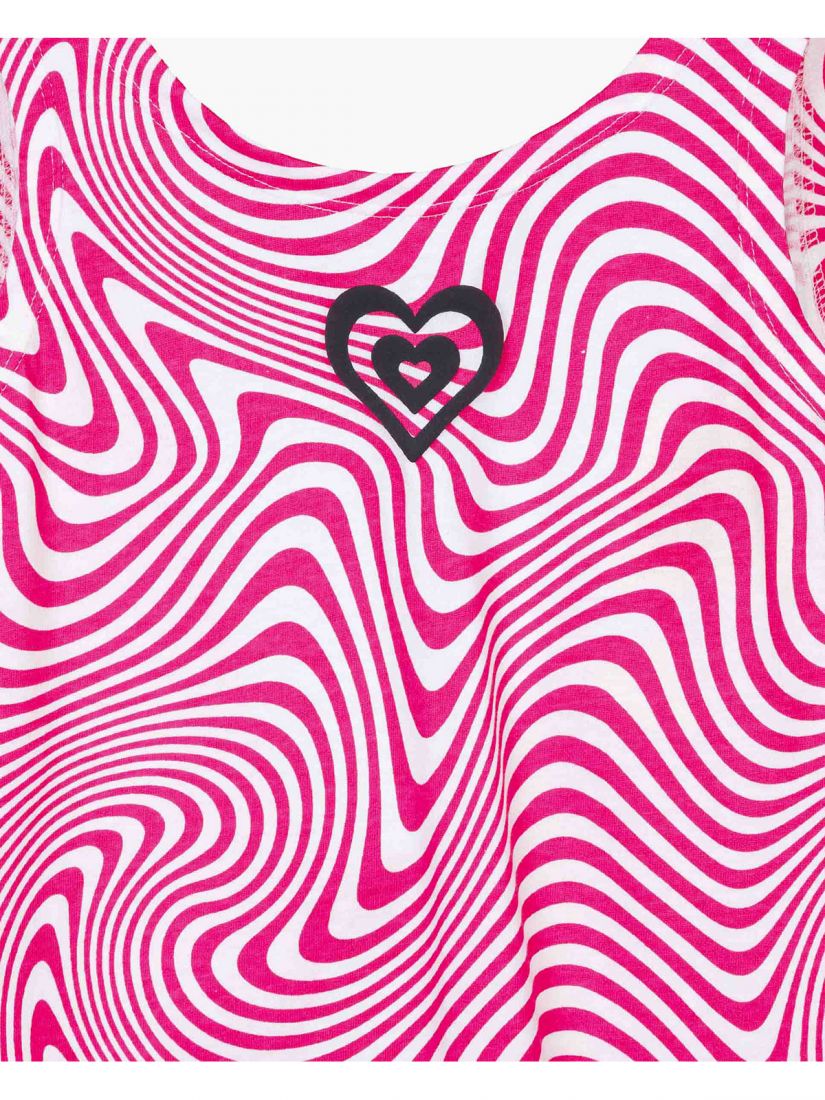 Μπλούζα εξώπλατη με print 3D εφέ φούξια