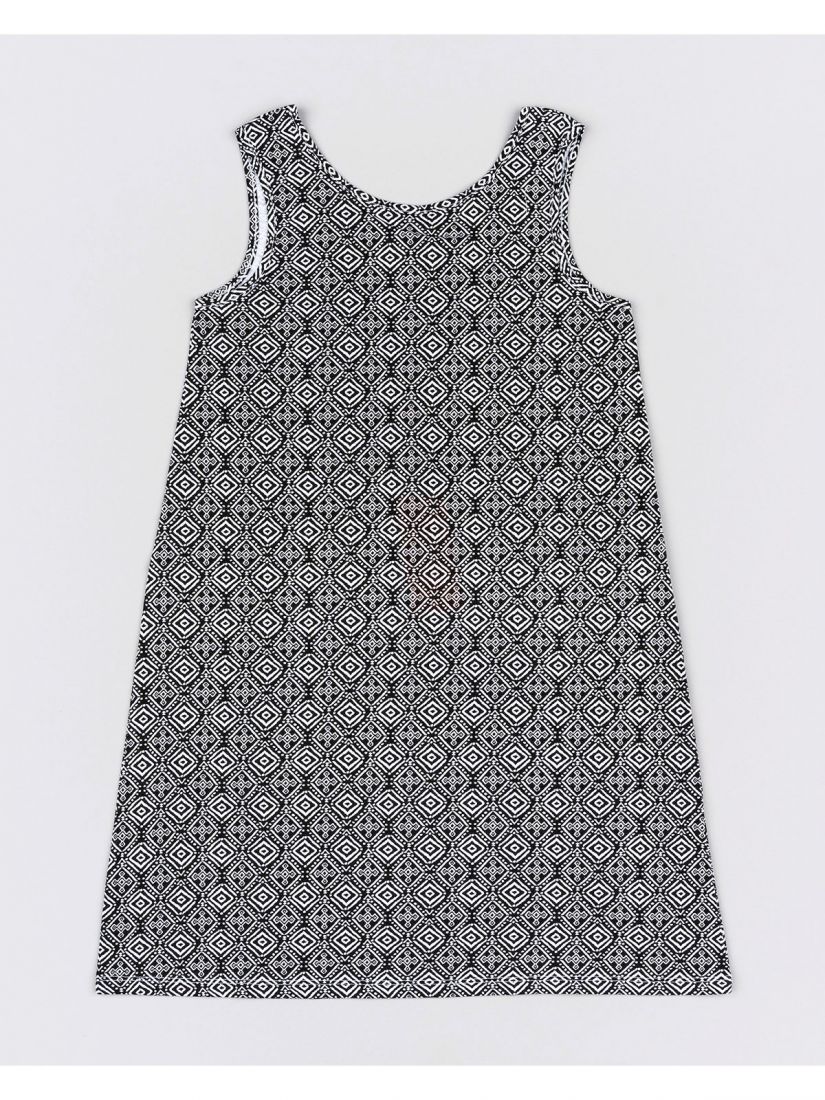 Φόρεμα με γεωμετρικά σχέδια και χιαστή πλάτη μαύρο