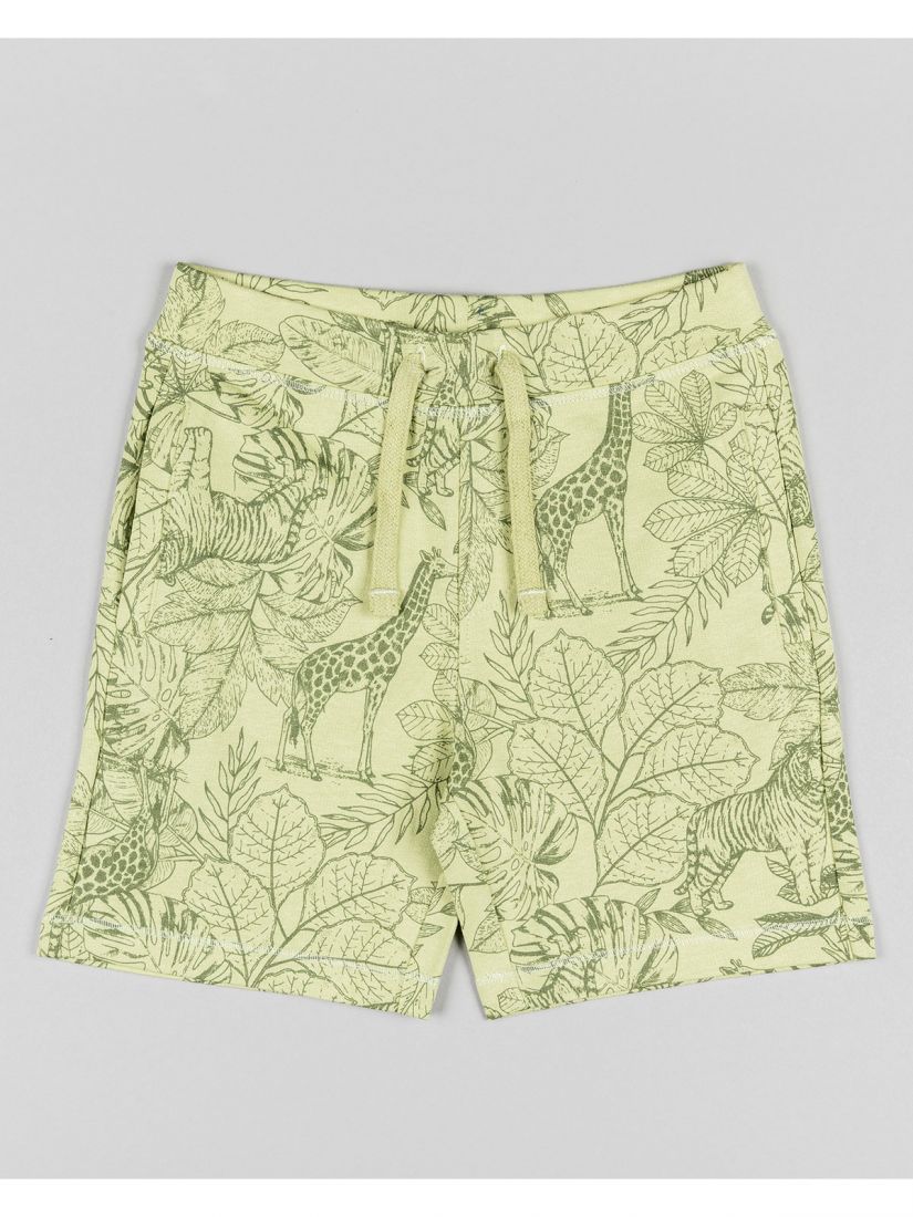 Σετ μπλούζα και βερμούδα με τσέπες και print jungle animals χακί