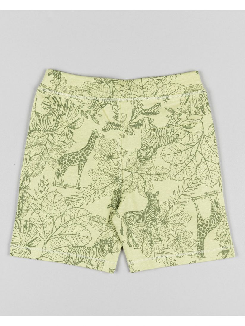 Σετ μπλούζα και βερμούδα με τσέπες και print jungle animals χακί