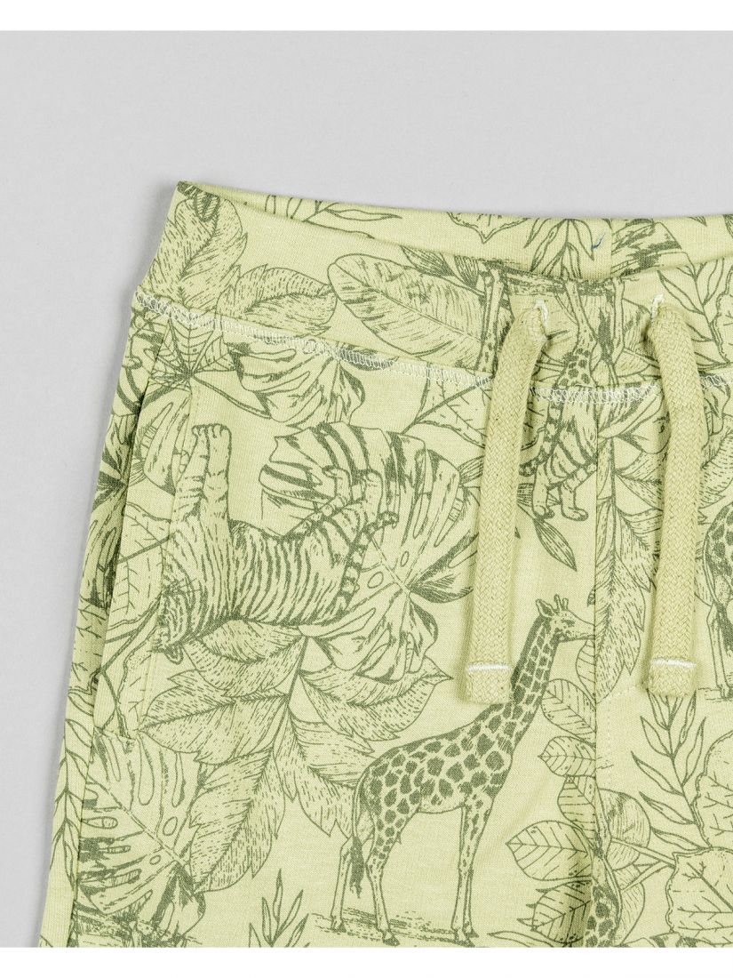 Σετ μπλούζα και βερμούδα με τσέπες και print jungle animals χακί