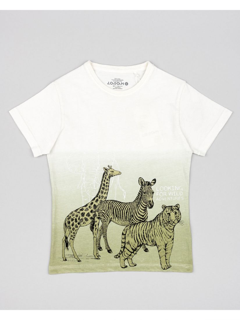 Σετ μπλούζα και βερμούδα με τσέπες και print jungle animals χακί