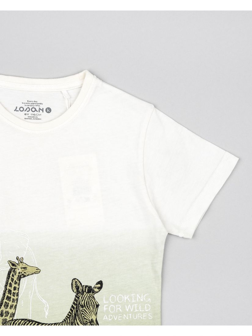 Σετ μπλούζα και βερμούδα με τσέπες και print jungle animals χακί