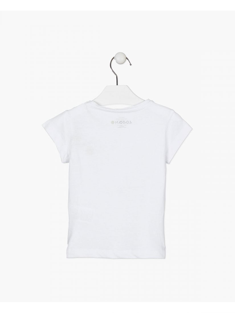 Μπλούζα κοντομάνικη με print daisies λευκό