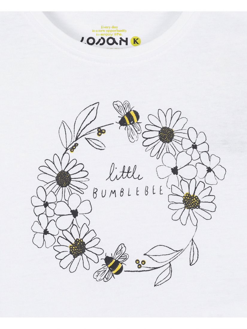 Μπλούζα κοντομάνικη με print daisies λευκό